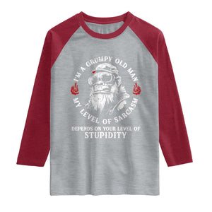 I Am A Grumpy Old Man My Level Of Sarcasm Depends On Your Level Of Stupidity Raglan Shirt Funny Old Bigfoot