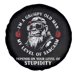 I Am A Grumpy Old Man My Level Of Sarcasm Depends On Your Level Of Stupidity Spare Tire Cover Funny Old Bigfoot