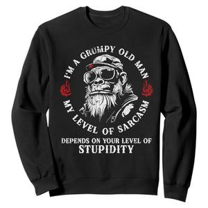 I Am A Grumpy Old Man My Level Of Sarcasm Depends On Your Level Of Stupidity Sweatshirt Funny Old Bigfoot