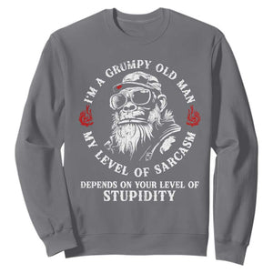 I Am A Grumpy Old Man My Level Of Sarcasm Depends On Your Level Of Stupidity Sweatshirt Funny Old Bigfoot