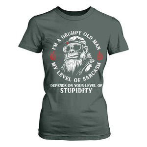I Am A Grumpy Old Man My Level Of Sarcasm Depends On Your Level Of Stupidity T Shirt For Women Funny Old Bigfoot