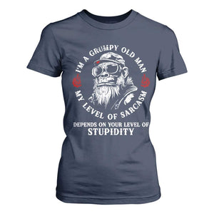 I Am A Grumpy Old Man My Level Of Sarcasm Depends On Your Level Of Stupidity T Shirt For Women Funny Old Bigfoot