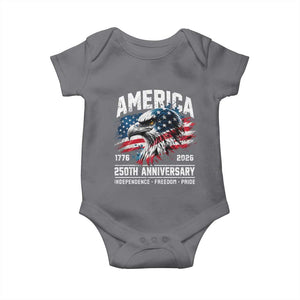 America 250th Anniversary Baby Onesie USA Patriotic Eagle 1776 2026 Independence Freedom Pride TS11 Charcoal Print Your Wear