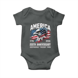 America 250th Anniversary Baby Onesie USA Patriotic Eagle 1776 2026 Independence Freedom Pride TS11 Dark Heather Print Your Wear