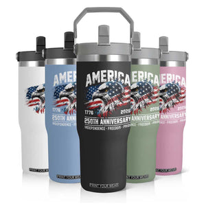 America 250th Anniversary Flip Straw Tumbler USA Patriotic Eagle 1776 2026 Independence Freedom Pride TS11 Print Your Wear