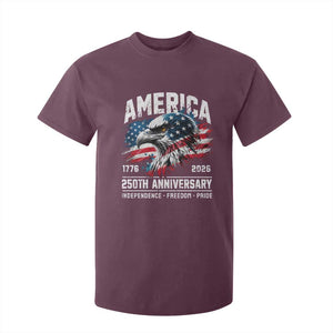 America 250th Anniversary T Shirt For Kid USA Patriotic Eagle 1776 2026 Independence Freedom Pride TS11 Maroon Print Your Wear