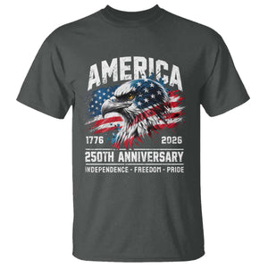 America 250th Anniversary T Shirt USA Patriotic Eagle 1776 2026 Independence Freedom Pride TS11 Dark Heather Print Your Wear