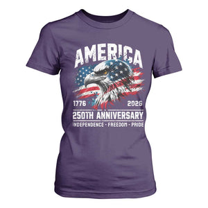 America 250th Anniversary T Shirt For Women USA Patriotic Eagle 1776 2026 Independence Freedom Pride TS11 Purple Print Your Wear