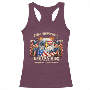 250 Anniversary USA 250th American 250 Years 4th July 2026 Racerback Tank Top TS11 Maroon Print Your Wear