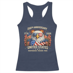 250 Anniversary USA 250th American 250 Years 4th July 2026 Racerback Tank Top TS11 Navy Print Your Wear