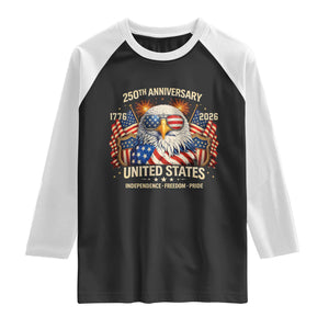 250 Anniversary USA 250th American 250 Years 4th July 2026 Raglan Shirt TS11 Black White Print Your Wear