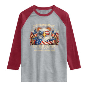 250 Anniversary USA 250th American 250 Years 4th July 2026 Raglan Shirt TS11 Heather Gray Heather Red Print Your Wear