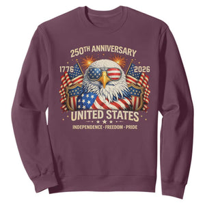 250 Anniversary USA 250th American 250 Years 4th July 2026 Sweatshirt TS11 Maroon Print Your Wear
