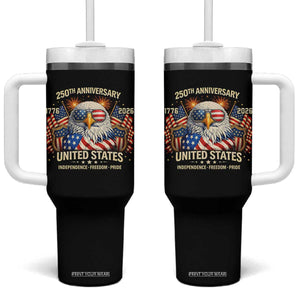 250 Anniversary USA 250th American 250 Years 4th July 2026 Tumbler With Handle TS11 One Size: 40 oz Black Print Your Wear