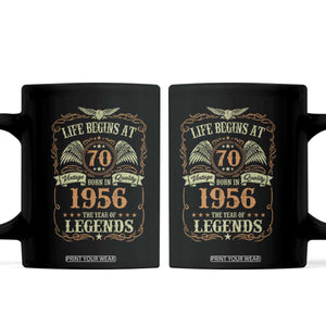 70th Birthday Coffee Mug Life Begins At 70 Born In 1956 The Year Of Legends TS11 Black Print Your Wear