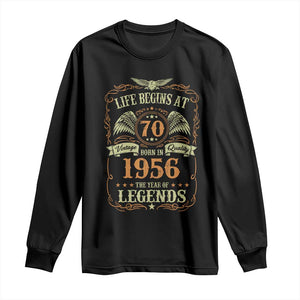 70th Birthday Long Sleeve Shirt Life Begins At 70 Born In 1956 The Year Of Legends TS11 Black Print Your Wear