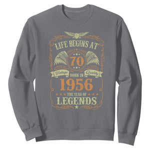 70th Birthday Sweatshirt Life Begins At 70 Born In 1956 The Year Of Legends TS11 Charcoal Print Your Wear