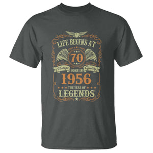 70th Birthday T Shirt Life Begins At 70 Born In 1956 The Year Of Legends TS11 Dark Heather Print Your Wear