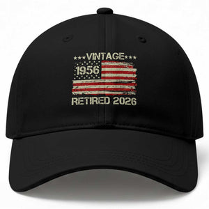 70th Birthday Retirement Baseball Cap Vintage 1956 Retired 2026 American Flag TS11 Print Your Wear