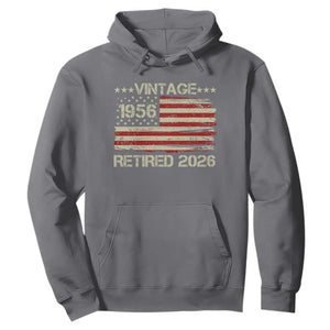 70th Birthday Retirement Hoodie Vintage 1956 Retired 2026 American Flag TS11 Charcoal Print Your Wear
