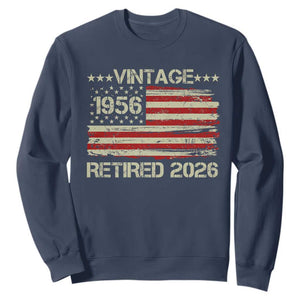 70th Birthday Retirement Sweatshirt Vintage 1956 Retired 2026 American Flag TS11 Navy Print Your Wear