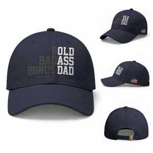 Bold Badass Bonus Dad Baseball Cap Old Ass Dad Funny Father's Day Gift TS11 Baseball Cap Universal Fit Navy Print Your Wear
