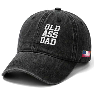 Bold Badass Bonus Dad Washed Cotton Baseball Cap Old Ass Dad Funny Father's Day Gift TS11 Print Your Wear