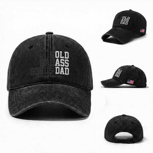 Bold Badass Bonus Dad Washed Cotton Baseball Cap Old Ass Dad Funny Father's Day Gift TS11 Washed Cap Universal Fit Black Print Your Wear