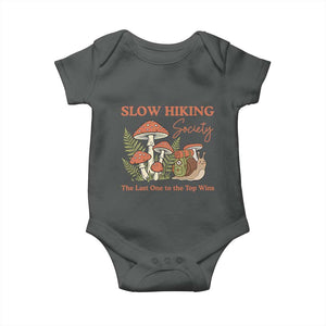 Slow Hiking Society The Last One to The Top Wins Baby Onesie Funny Snail Mountaineering TS11 Dark Heather Print Your Wear