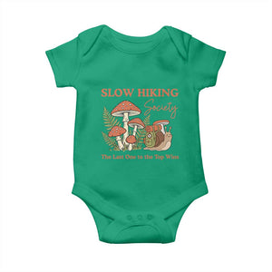 Slow Hiking Society The Last One to The Top Wins Baby Onesie Funny Snail Mountaineering TS11 Irish Green Print Your Wear
