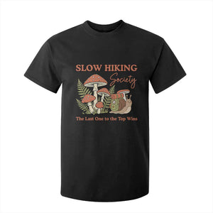 Slow Hiking Society The Last One to The Top Wins T Shirt For Kid Funny Snail Mountaineering TS11 Black Print Your Wear