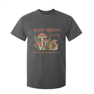 Slow Hiking Society The Last One to The Top Wins T Shirt For Kid Funny Snail Mountaineering TS11 Dark Heather Print Your Wear