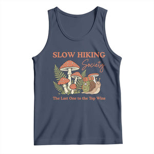 Slow Hiking Society The Last One to The Top Wins Tank Top Funny Snail Mountaineering TS11 Navy Print Your Wear