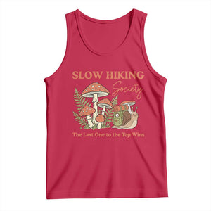 Slow Hiking Society The Last One to The Top Wins Tank Top Funny Snail Mountaineering TS11 Red Print Your Wear
