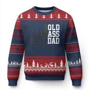 Bold Badass Best Dad Ugly Christmas Sweater Funny Old Ass Father Gag Gift TS11 Navy Red Print Your Wear