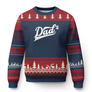Dad Of Two Ugly Christmas Sweater Funny Daddy 2 Promoted for The Second Time TS11 Navy Red Print Your Wear