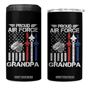 Proud Air Force Grandpa 4 in 1 Can Cooler Tumbler Military Army Grandfather Vintage American Flag TS11 One Size: 16 oz Black Print Your Wear
