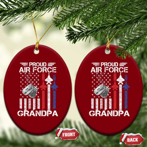 Proud Air Force Grandpa Ceramic Ornament Military Army Grandfather Vintage American Flag