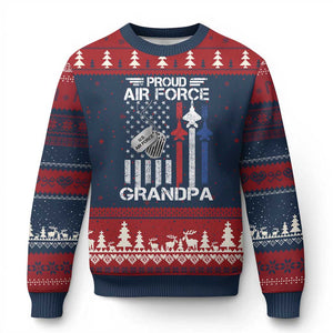 Proud Air Force Grandpa Ugly Christmas Sweater Military Army Grandfather Vintage American Flag