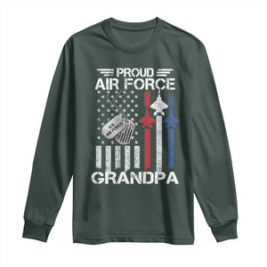 Proud Air Force Grandpa Long Sleeve Shirt Military Army Grandfather Vintage American Flag