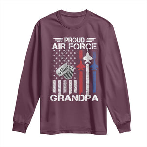 Proud Air Force Grandpa Long Sleeve Shirt Military Army Grandfather Vintage American Flag