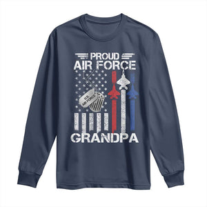 Proud Air Force Grandpa Long Sleeve Shirt Military Army Grandfather Vintage American Flag
