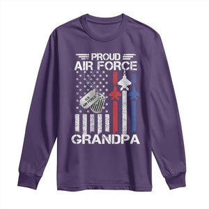Proud Air Force Grandpa Long Sleeve Shirt Military Army Grandfather Vintage American Flag