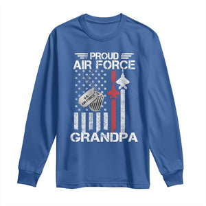 Proud Air Force Grandpa Long Sleeve Shirt Military Army Grandfather Vintage American Flag