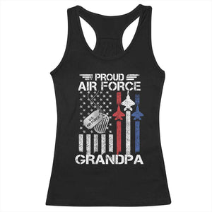 Proud Air Force Grandpa Racerback Tank Top Military Army Grandfather Vintage American Flag