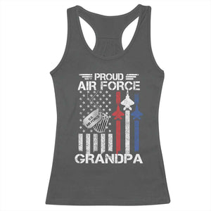 Proud Air Force Grandpa Racerback Tank Top Military Army Grandfather Vintage American Flag