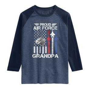 Proud Air Force Grandpa Raglan Shirt Military Army Grandfather Vintage American Flag