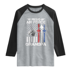 Proud Air Force Grandpa Raglan Shirt Military Army Grandfather Vintage American Flag