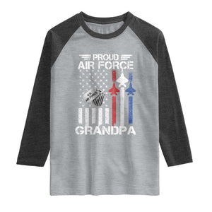 Proud Air Force Grandpa Raglan Shirt Military Army Grandfather Vintage American Flag