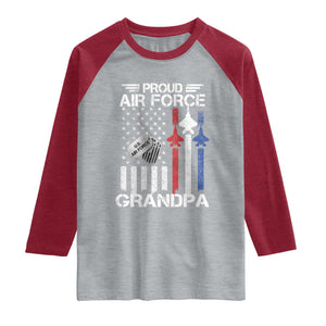 Proud Air Force Grandpa Raglan Shirt Military Army Grandfather Vintage American Flag